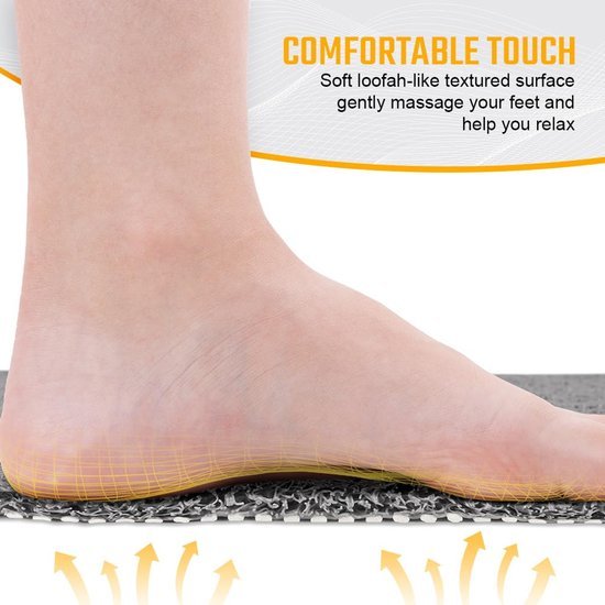Unyqoos® Grijze antislip douchemat met sneldrogende afvoergaten en zacht comfort