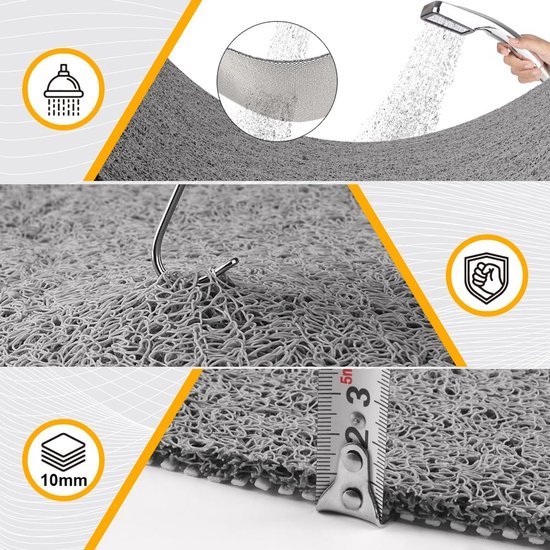 Unyqoos® Grijze antislip douchemat met sneldrogende afvoergaten en zacht comfort