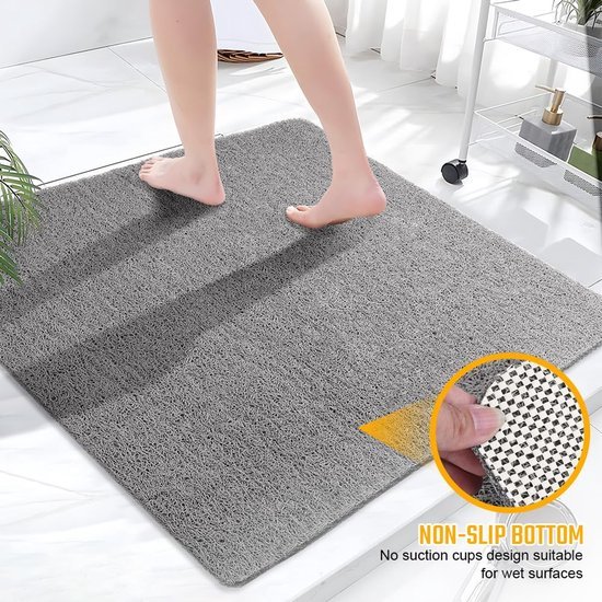Unyqoos® Grijze antislip douchemat met sneldrogende afvoergaten en zacht comfort