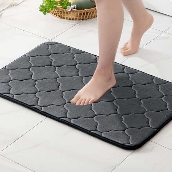 Unyqoos® Zachte en Absorberende Traagschuim Badmat met Antislip voor Badkamer en Woonkamer, 40x60 cm, Zwart