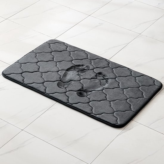 Unyqoos® Zachte en Absorberende Traagschuim Badmat met Antislip voor Badkamer en Woonkamer, 40x60 cm, Zwart