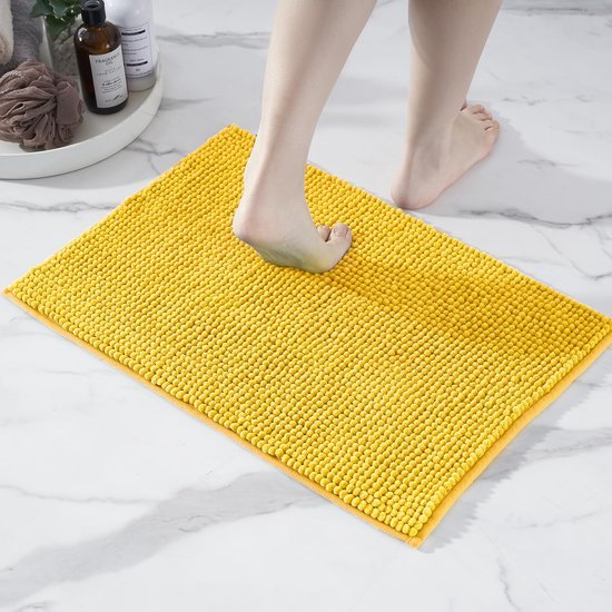 Unyqoos® Antislip Badmat en Douchemat van Zacht Chenille voor Badkamerdecoratie en Comfort, Geel, 40 x 60 cm