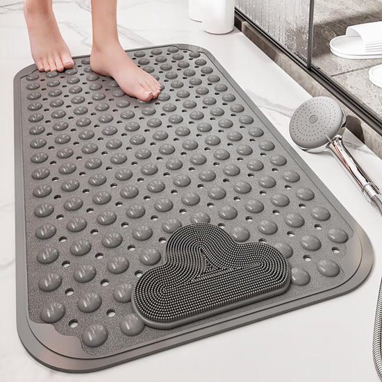 Unyqoos® Grijze antislip douchemat met voetmassage en schimmelbestendigheid voor badkamer