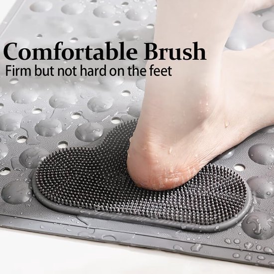 Unyqoos® Grijze antislip douchemat met voetmassage en schimmelbestendigheid voor badkamer