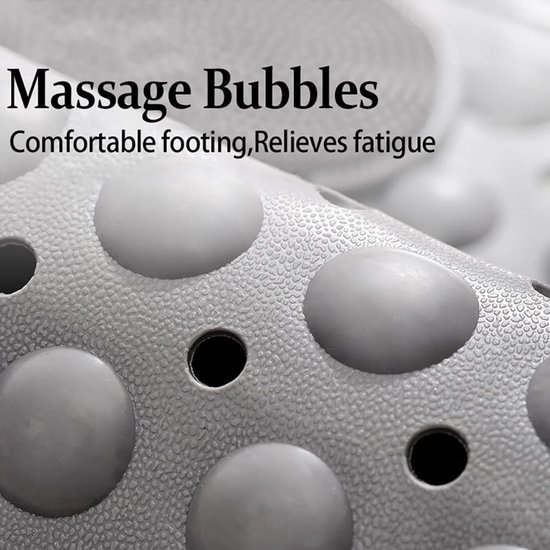 Unyqoos® Grijze antislip douchemat met voetmassage en schimmelbestendigheid voor badkamer