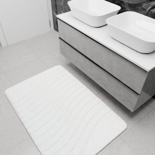 550x550-20660.jpg Unyqoos® Witte rechthoekige badmat met antislip en wasbare eigenschappen voor badkamer