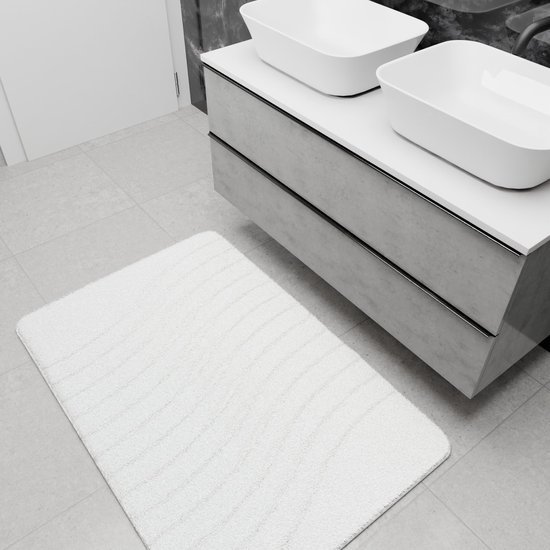 550x550-20660.jpg Unyqoos® Witte rechthoekige badmat met antislip en wasbare eigenschappen voor badkamer
