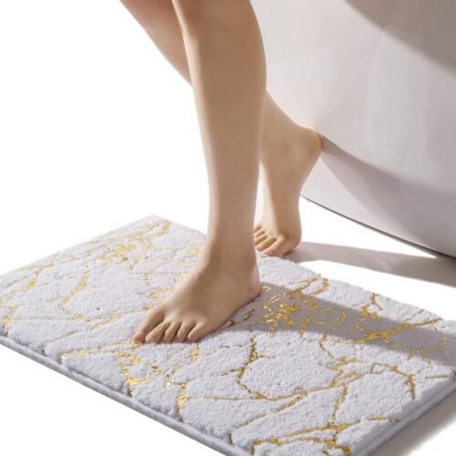 Unyqoos® Luxueuze Antislip Badmat met Gouden Detail voor Stijlvolle Badkamers - 40x60 cm