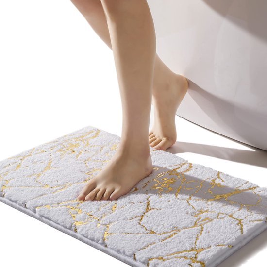 Unyqoos® Luxueuze Antislip Badmat met Gouden Detail voor Stijlvolle Badkamers - 40x60 cm