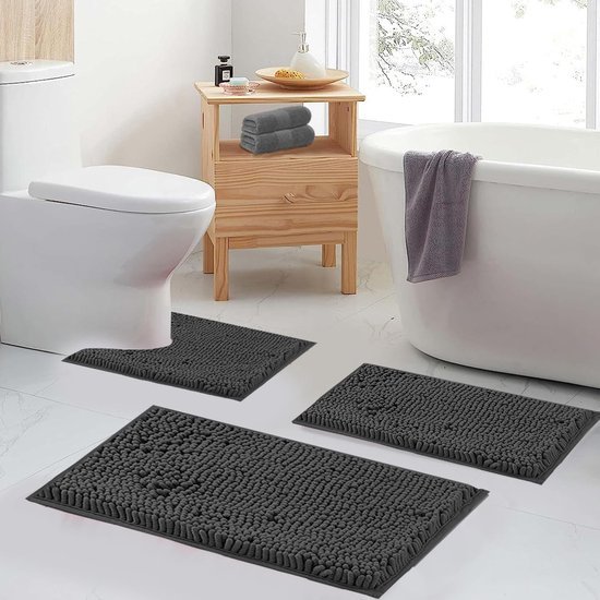 550x550-20678.jpg Unyqoos® Zwarte Luxe Badmatset van 3 Stuks met Antislip en Hoge Waterabsorptie voor Badkamercomfort