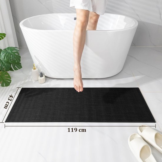 Unyqoos® Zwarte Antislip Badmat voor Badkamer en Douche, 43 x 120 cm, Wasbaar en Veilig