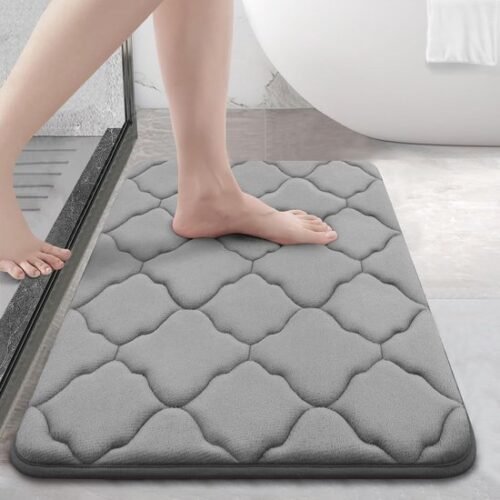 Unyqoos® Zachte en Antislip Traagschuim Douchemat voor Badkamercomfort, Grijs, 40 x 60 cm