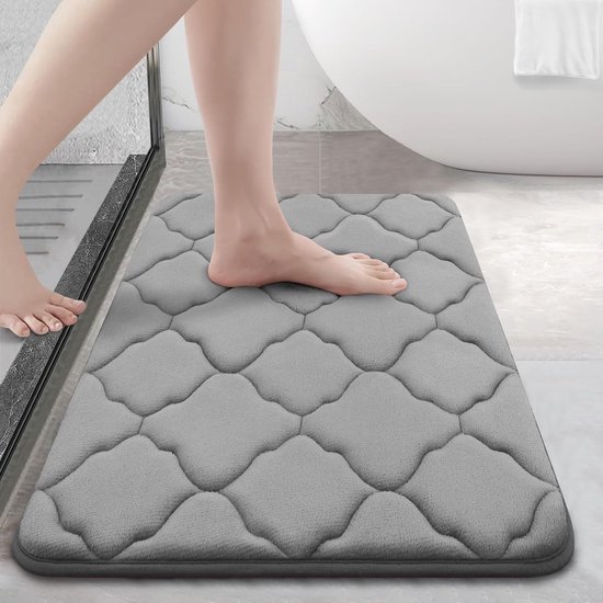 Unyqoos® Zachte en Antislip Traagschuim Douchemat voor Badkamercomfort, Grijs, 40 x 60 cm