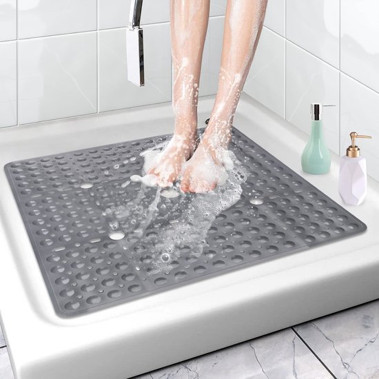Unyqoos® Antislip Douchemat 70x70 cm Grijs met Zuignappen en Afvoergaten
