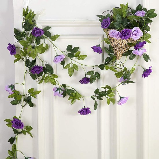 Unyqoos ® Realistisch ogende decoratieve slinger met kleurrijke kunstrozen voor veelzijdig gebruik