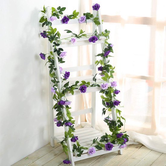 Unyqoos ® Realistisch ogende decoratieve slinger met kleurrijke kunstrozen voor veelzijdig gebruik