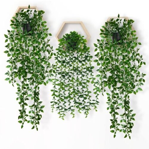 Unyqoos ® Levensechte Hangende Groene Kamerplanten voor Binnen- en Buitendecoratie, Set van 3 Stuks