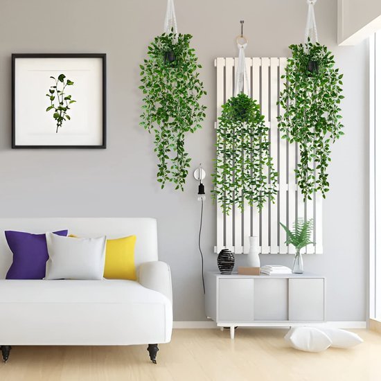 Unyqoos ® Levensechte Hangende Groene Kamerplanten voor Binnen- en Buitendecoratie, Set van 3 Stuks
