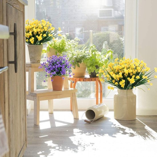 Unyqoos ® Levensechte Kunstbloemen Set van 9 Bundels voor Binnen en Buiten Decoratie, UV-bestendig, Waterdicht, Geel