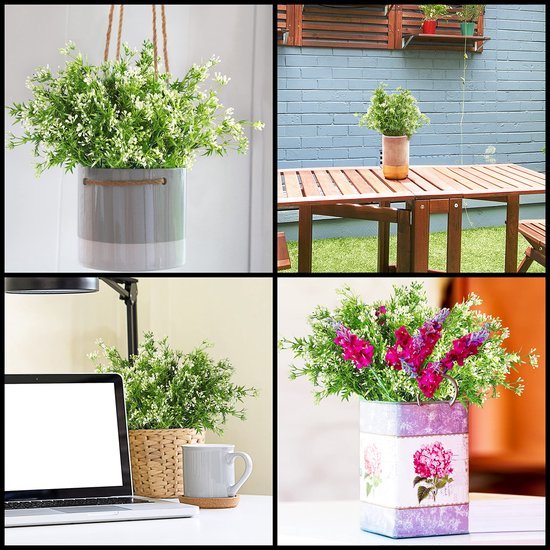 Unyqoos ® Set van 6 Realistisch Uitziende Hangende Kunstplanten voor Binnen en Buiten Decoratie