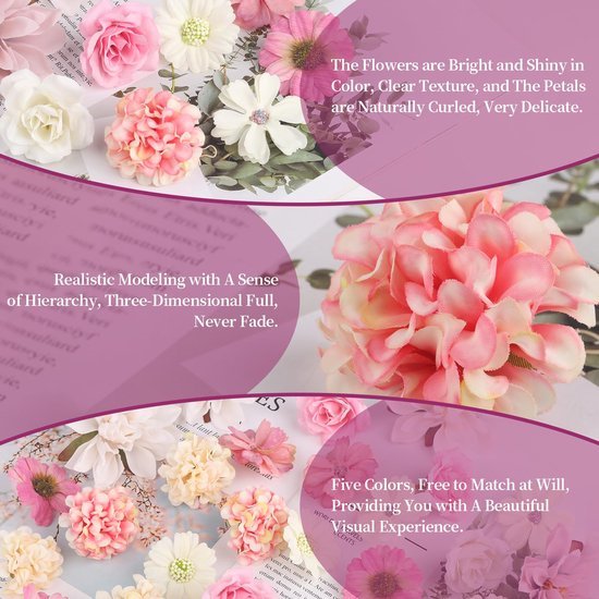 Unyqoos ® Kleurrijke Set Kunstbloemen voor Creatieve Doe-Het-Zelf Projecten en Decoraties