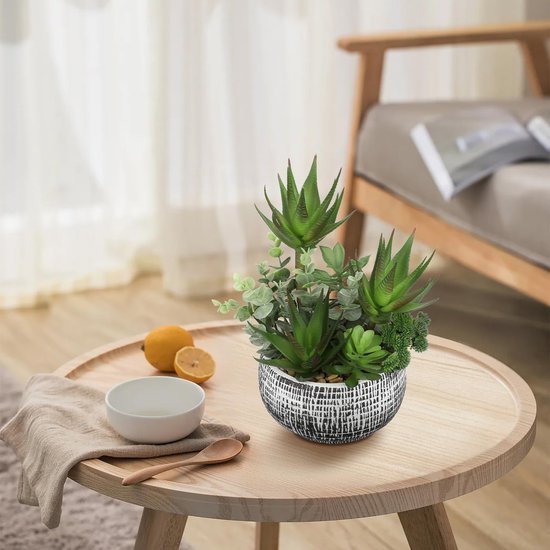 Unyqoos® Decoratieve kunstvetplanten in keramische pot voor huis en kantoor, groente, 29 cm
