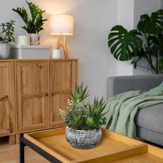 Unyqoos® Decoratieve kunstvetplanten in keramische pot voor huis en kantoor, groente, 29 cm