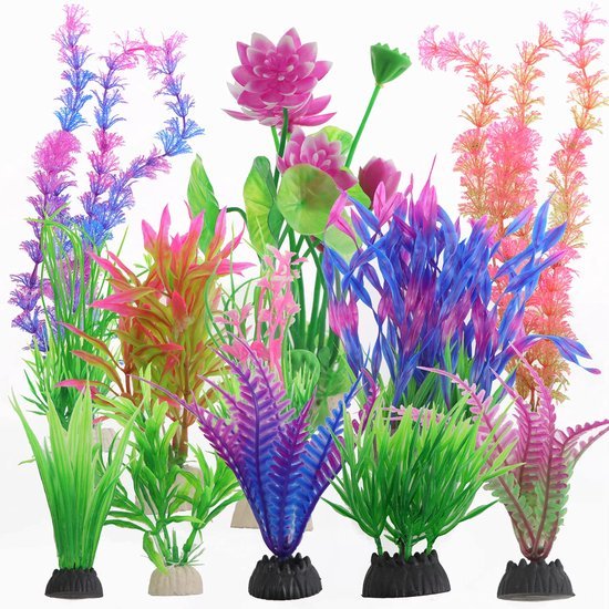 550x550-20841.jpg Unyqoos® Set van 13 kleurrijke kunstmatige aquariumplanten voor levendige onderwaterdecoratie