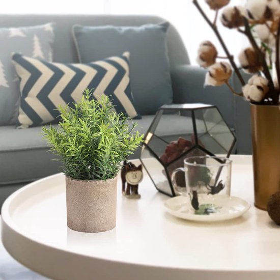 Unyqoos® Set van Drie Kunststof Eucalyptus Planten in Pot voor Interieurdecoratie, groente, 22 cm, 3stuks