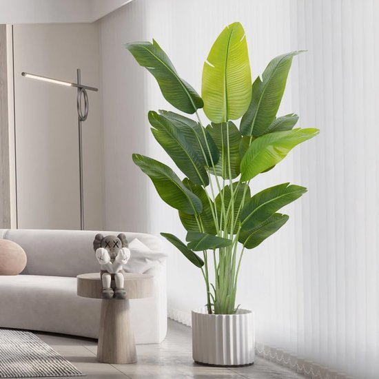 Unyqoos® Grote levensechte kunstplant met witte pot voor binnen en buiten decoratie