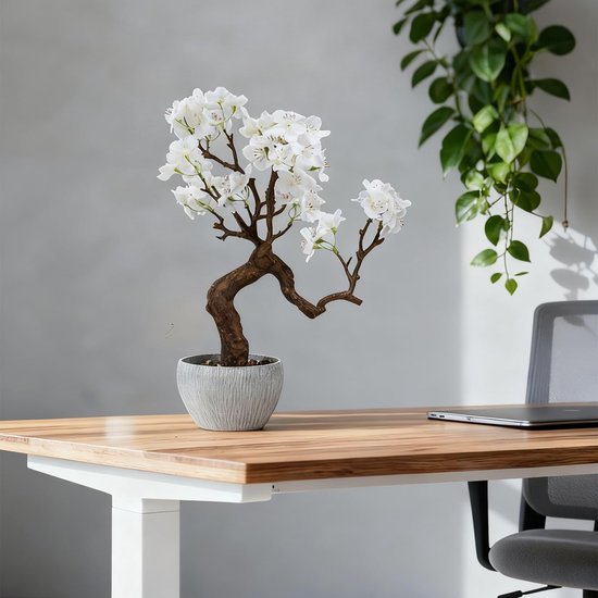 Unyqoos® Realistische kunstbloesem in stenen pot voor stijlvolle interieurdecoratie
