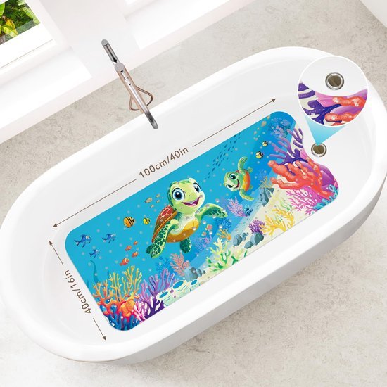 Unyqoos® Veilige antislip badmat voor kinderen met kleurrijk zeeschildpadontwerp