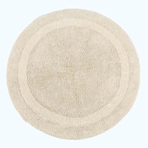 Unyqoos® Ronde crèmekleurige badmat van katoen met omkeerbaar design van 80 cm