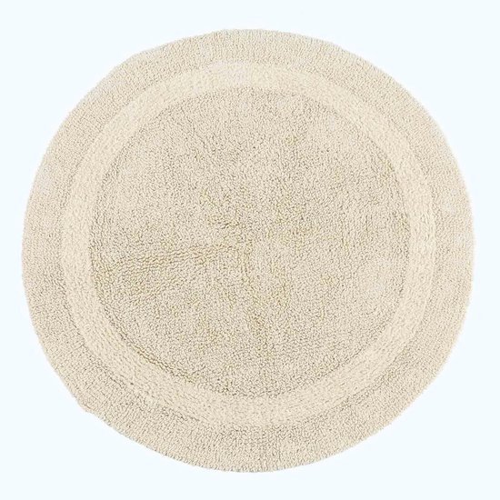 550x550-20985.jpg Unyqoos® Ronde crèmekleurige badmat van katoen met omkeerbaar design van 80 cm