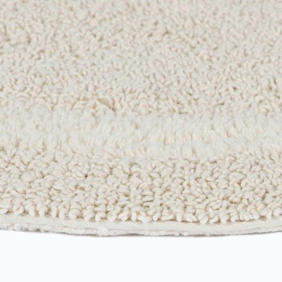 550x550-20987.jpg Unyqoos® Ronde crèmekleurige badmat van katoen met omkeerbaar design van 80 cm