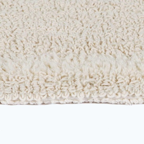 550x550-20990.jpg Unyqoos® Ronde crèmekleurige badmat van katoen met omkeerbaar design van 80 cm