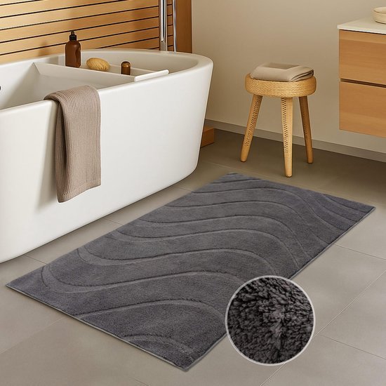 Unyqoos® Stijlvolle antislip badmat met golvend 3D-patroon en zachte touch