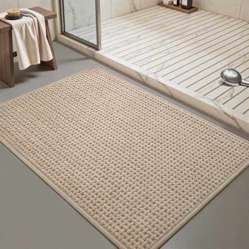550x550-21023.jpg Unyqoos® Zachte en Absorberende Chenille Badmat met Antislip en Wasbaar Ontwerp