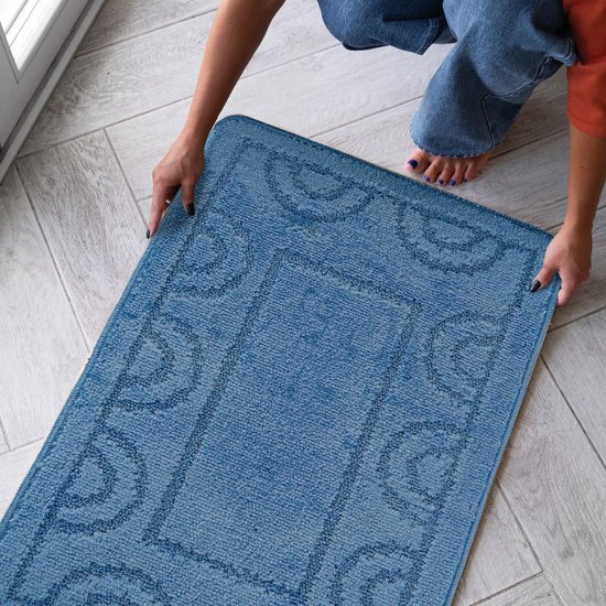 550x550-21028.jpg Unyqoos® 3-delige Badkamermattenset met Rechthoekige Mat en Twee WC-matten - Lichtblauw en Sneldrogend