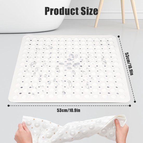 Unyqoos® Antislip douchemat met zuignappen en snel drogend ontwerp voor veilig douchen