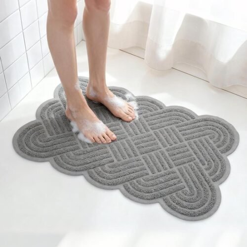 Unyqoos® Grijze antislip badmat met masserende 3D-textuur en afwateringsgaten