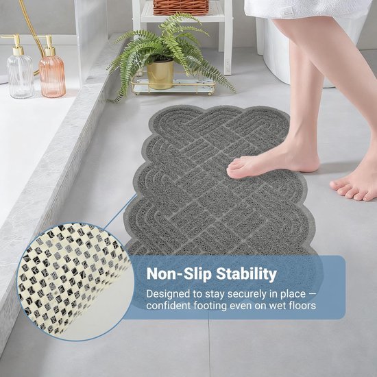 Unyqoos® Grijze antislip badmat met masserende 3D-textuur en afwateringsgaten