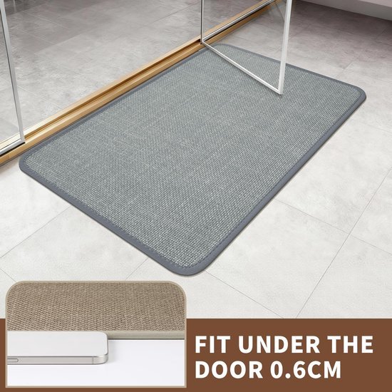 Unyqoos® Grijze badmat met antislip en ultradun ontwerp, 60 x 150 cm