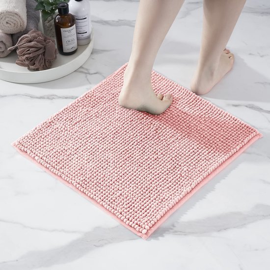 Unyqoos® Zachte en Absorberende Roze Badmat voor Douche en Badkamer van Microvezel, Antislip en Wasbaar, 45 x 45 cm