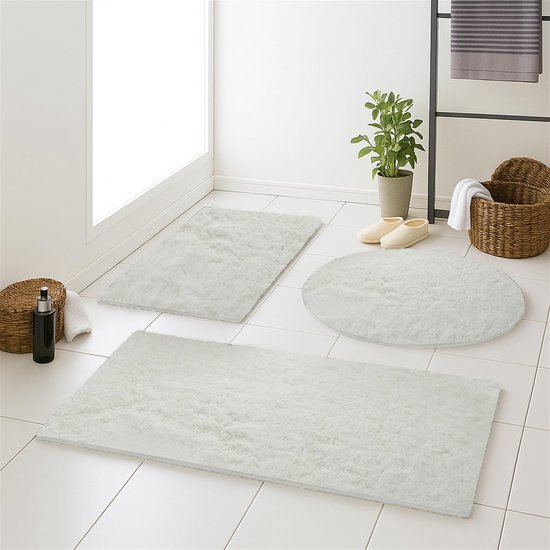 550x550-21092.jpg Unyqoos® Zachte en Wasbare Antislip Badmat voor Douche of Bad in Witte Kleur 150x80