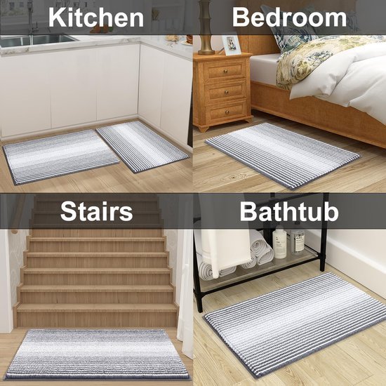 Unyqoos® Zachte en Absorberende Chenille Badmat met Antislip en Wasbare Microvezel in Grijs