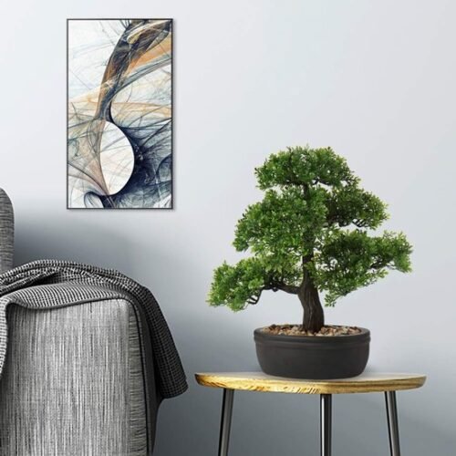 550x550-21224.jpg Unyqoos® Natuurgetrouwe kunstbonsai met gedetailleerde afwerking in keramische pot, pijnboom, 17 cm