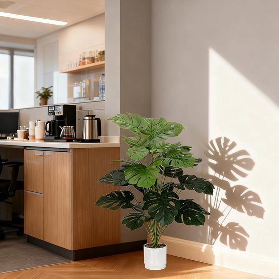Unyqoos® Groene kunstplant Monstera met 24 bladeren voor interieurdecoratie