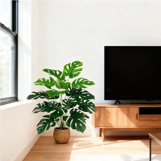 Unyqoos® Groene kunstplant Monstera met 24 bladeren voor interieurdecoratie