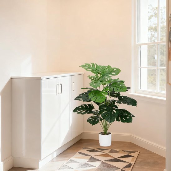 Unyqoos® Groene kunstplant Monstera met 24 bladeren voor interieurdecoratie
